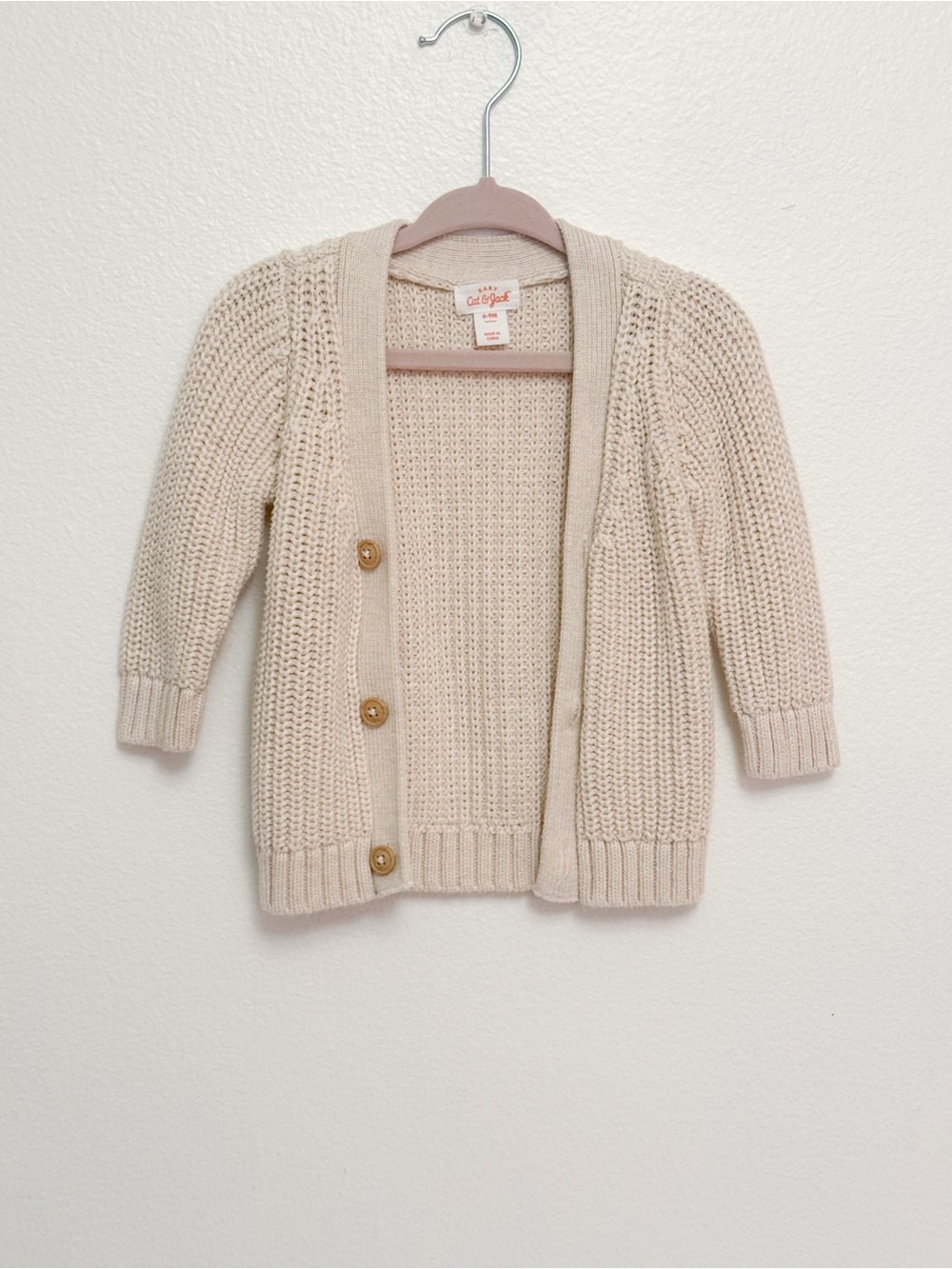 Cat & Jack Cream Knit Button-Front Cardigan